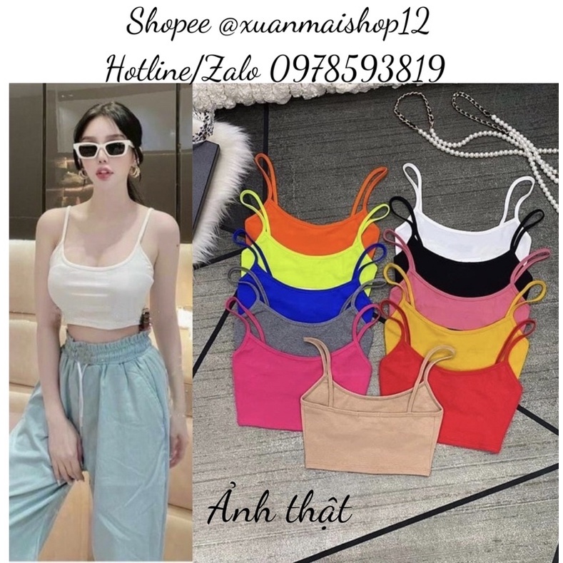 [FREESHIP - HÌNH THẬT] Áo croptop nữ 2 dây nhiều màu chất thun cotton