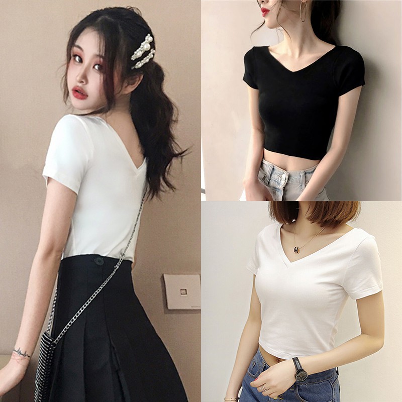 Áo Thun Nữ Ngắn Tay Cổ Chữ V