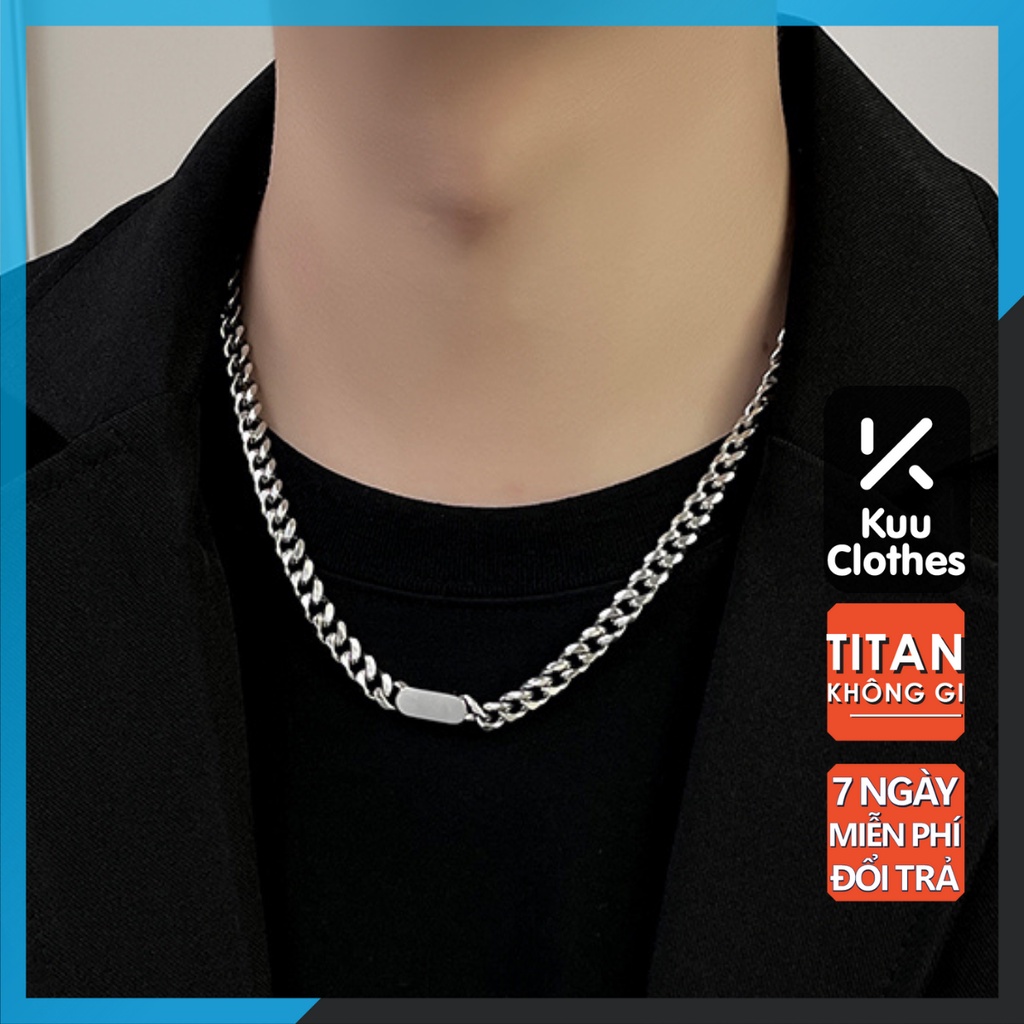 Vòng cổ nam nữ unisex dây chuyền Kuu Clothes màu bạc Titan đẹp phụ kiện thời trang - Vòng Cổ Boty