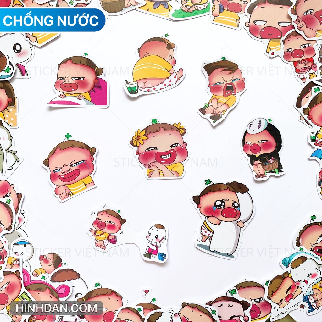 10 sticker Quỳnh Cute - Chất liệu PVC chất lượng cao chống nước - Kích thước 4-8cm -  Sticker Việt Nam