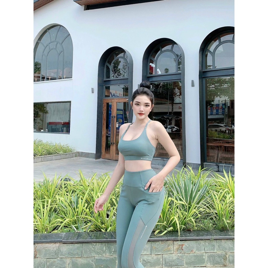 Đồ tập gym yoga nữ naqi thun lì mịn cao cấp áo bra kèm mút quần dài gen bụng nâng mông cao cấp Bin Sports BD149