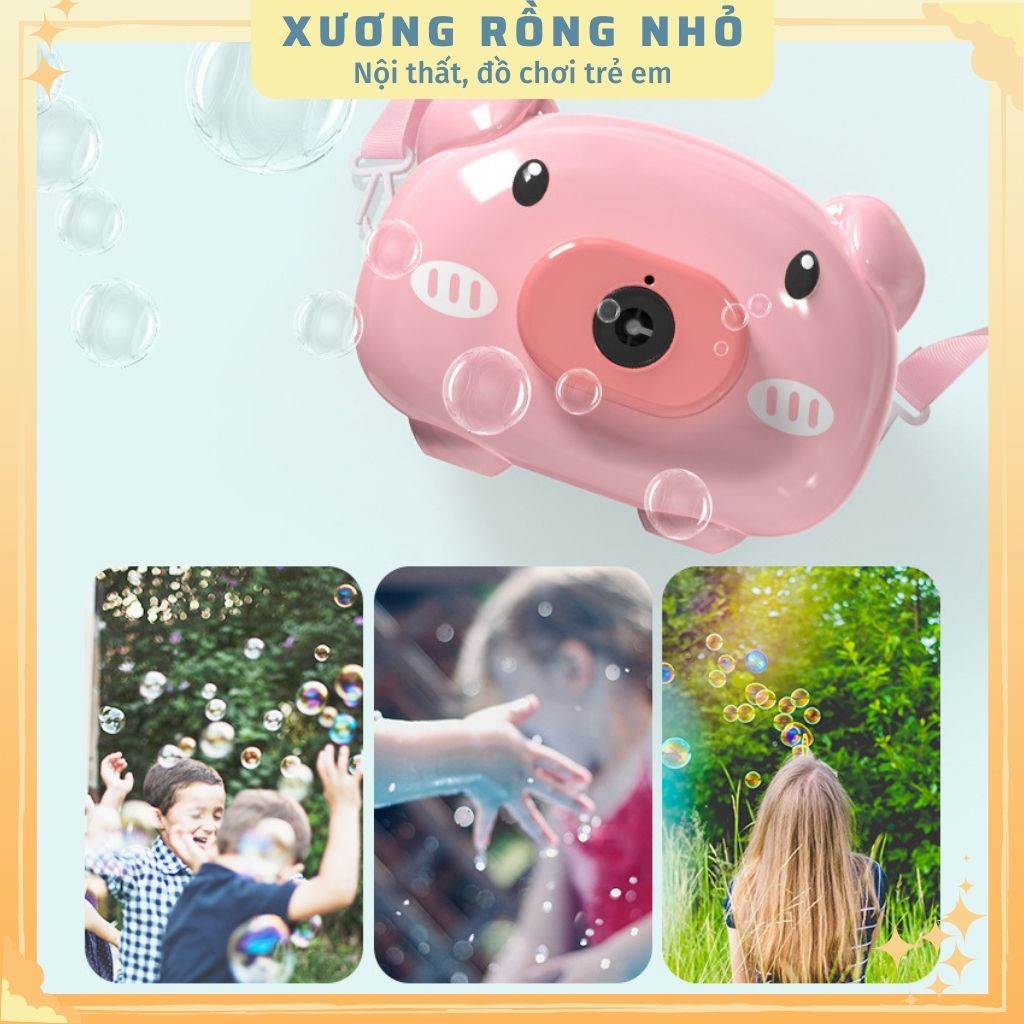 Máy chụp ảnh bắn bong bóng - Máy chụp hình chú heo dễ thương bắng bong bóng xà phòng cho bé - Xương Rồng Nhỏ