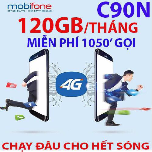 SIM 4G MOBI C90N TẶNG 120GB/THANG-4GB/NGÀY 1000P+50P NGOẠI MẠNG