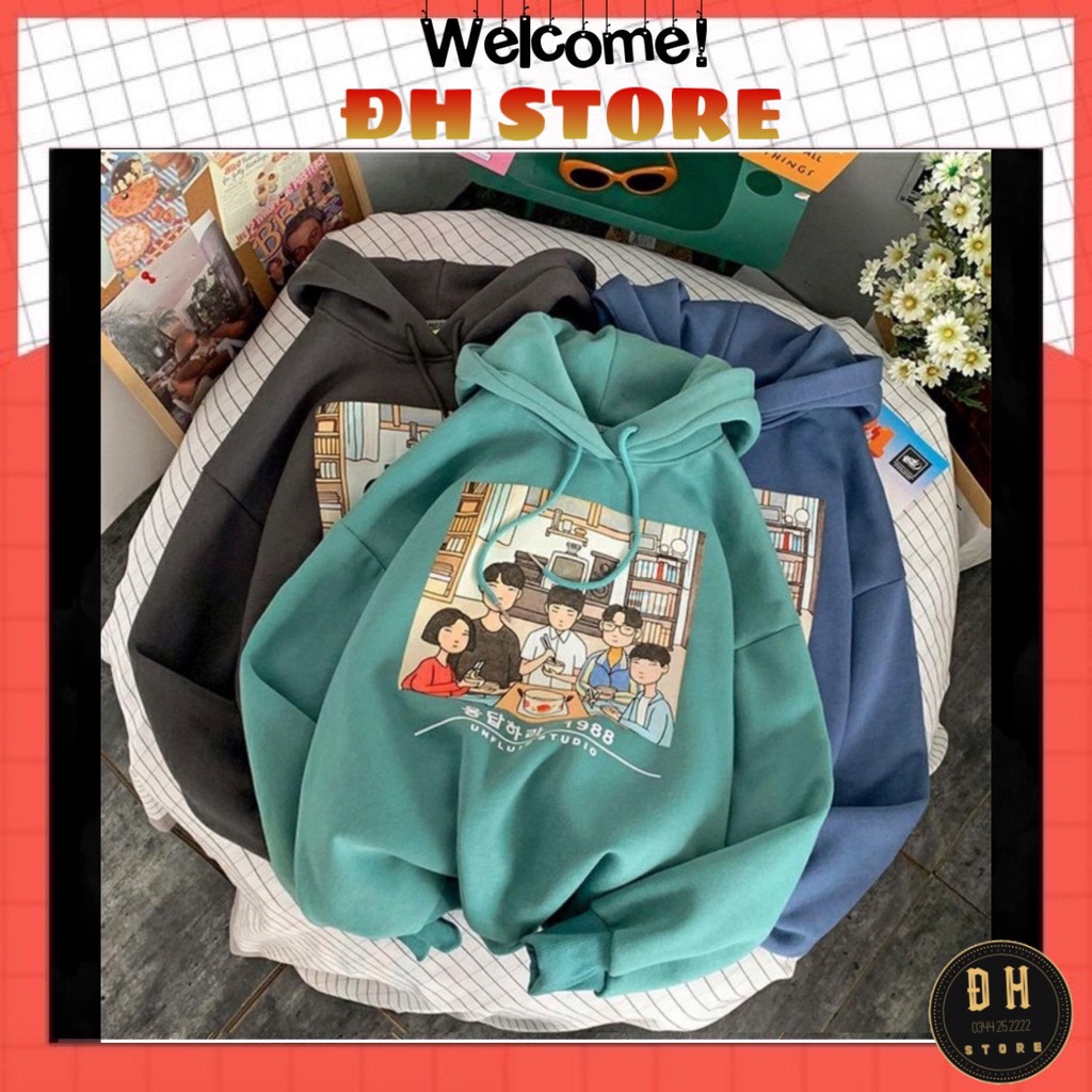 (Mẫu Mới 2021) Áo Hoodie Hình Gia Đình Reply 1988 Hàn Quốc Có Mũ Nam Nữ Chất Nỉ Bông Dày Dặn Form Rộng Unisex