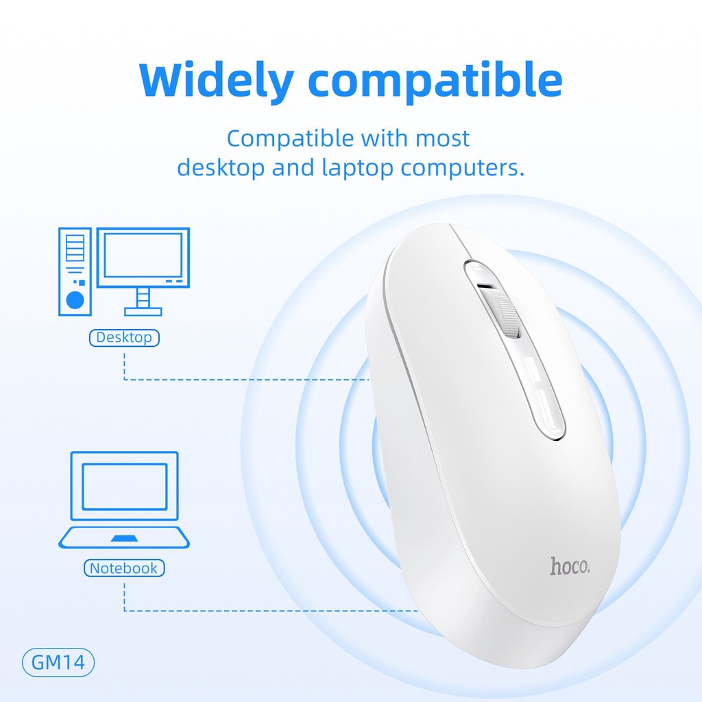Chuột Không Dây Hoco GM14 Portable Wireless Mouse 1200 DPI  2.4GHz For PC Computer/Laptop - Bảo Hành 12 Tháng