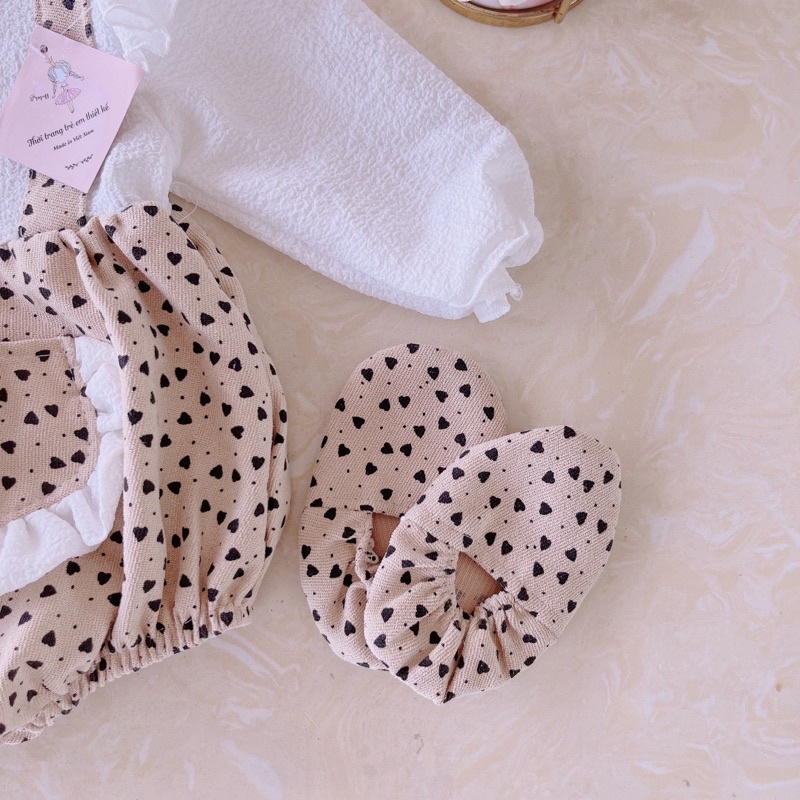 Bodysuit dài tay vintage kèm yếm chất nhung ấm áp