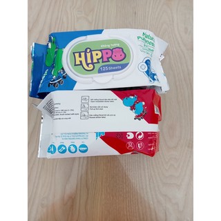 KHĂN ƯỚT CAO CẤP HIPPO 125 tờ (190x140mm)