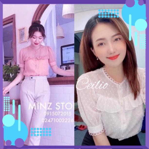 Oder ÁO SƠ MI REN HẠT 2 LỚP PHỐI BÈO