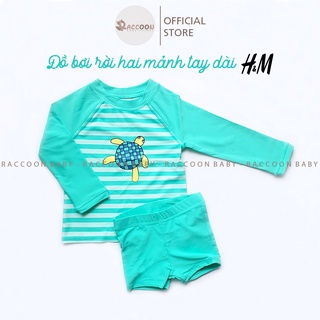 Đồ bơi bé trai bé gái bộ rời tay dài xuất dư xịn màu xanh ngọc H&M (6m-3y)