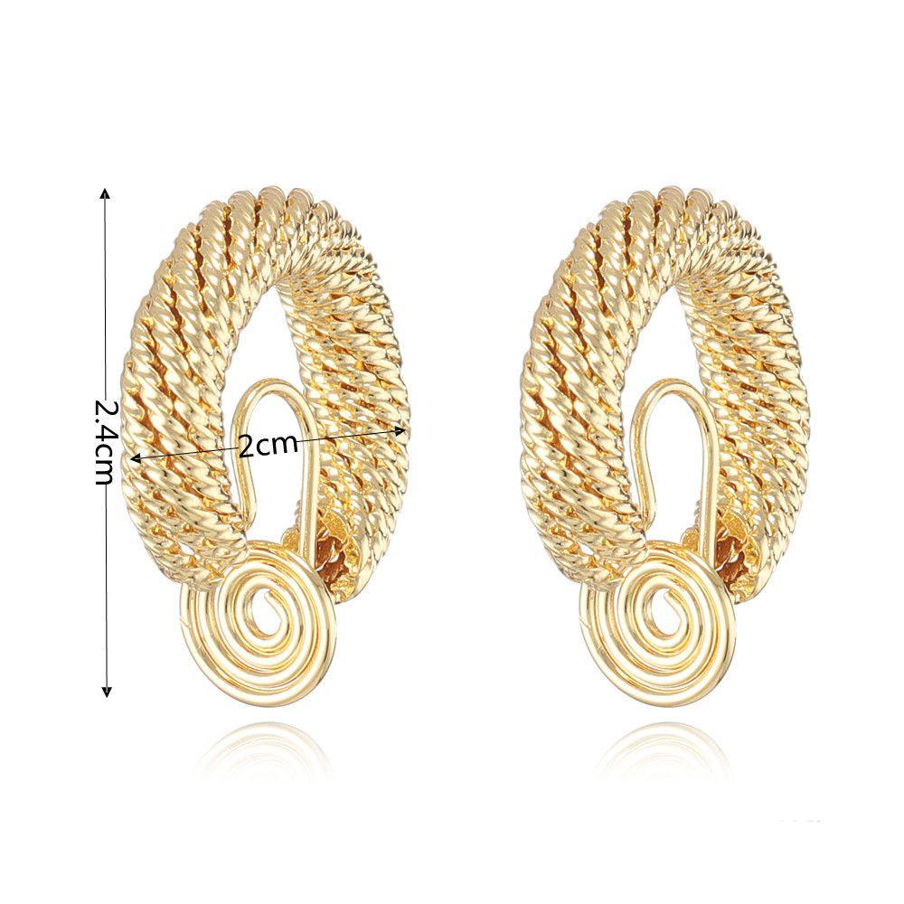 Bông Tai Thiết Kế Xinh Xắn Thời Trang Dành Cho Nữ|Khuyên Kẹp Tai Chữ C Bằng Đồng Phong Cách Retro Thanh Lịch