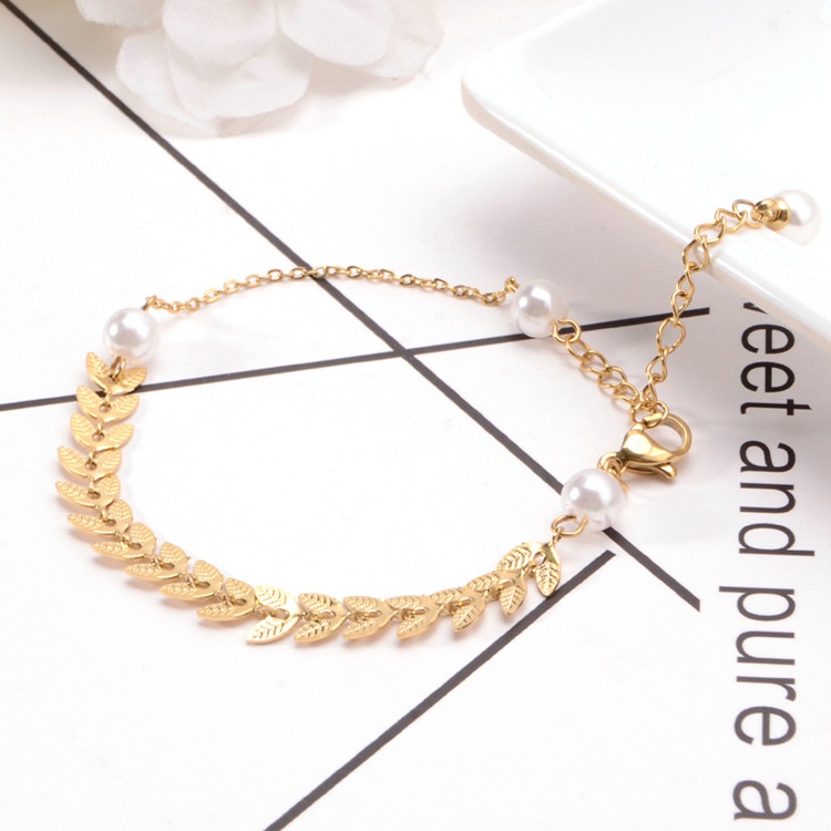 Vòng tay lắc tay nữ titan ngọc lá me H13-104A - CAM KẾT KHÔNG GỈ, KHÔNG BAY MÀU - BẢO HÀNH 12 THÁNG