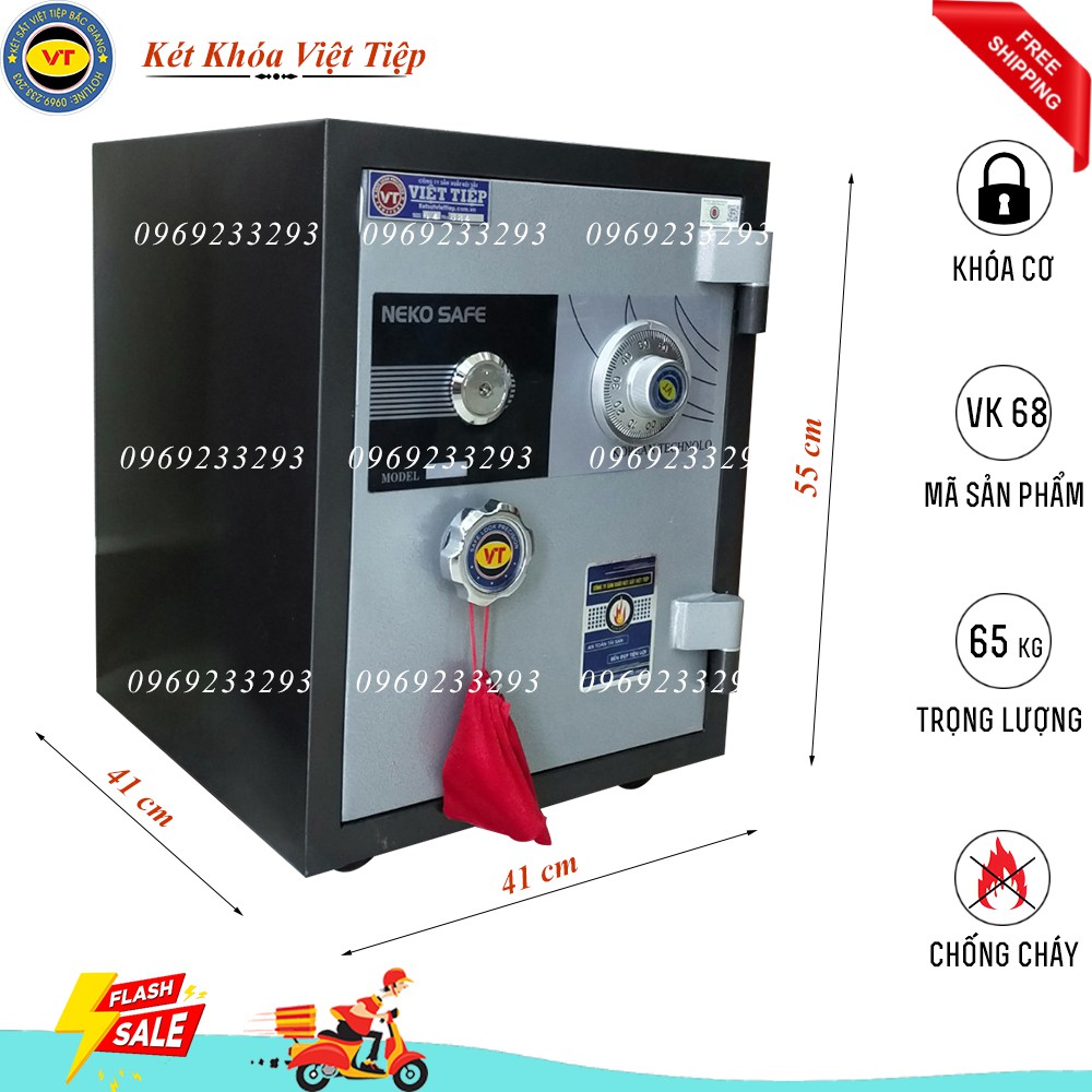 Két Khóa Cơ VK68, Đen Ghi, Việt Tiệp, Nặng 60kg, Chống Trộm, Chống Cháy, An Toàn, Tiện Dụng, Bảo Mật, Chính Hãng