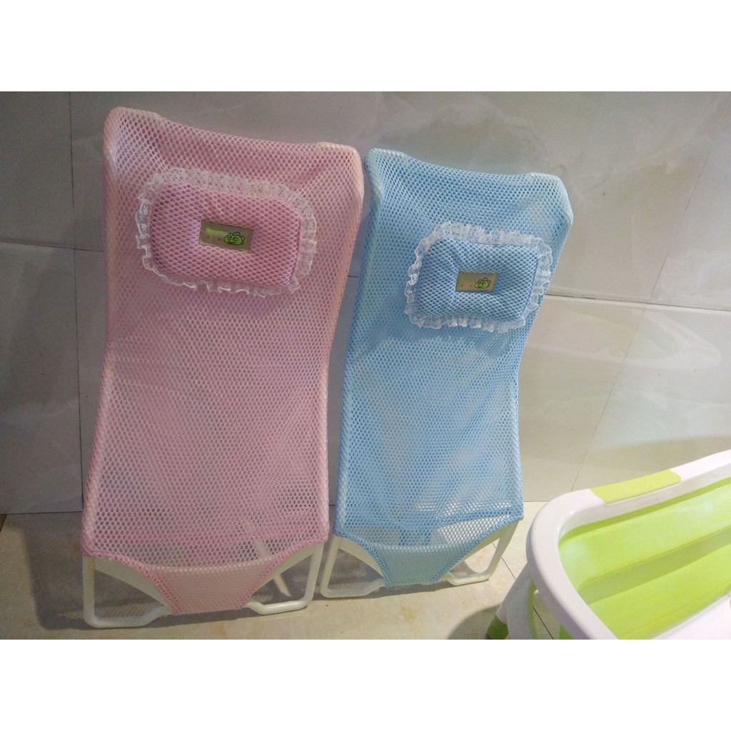 Combo giường lưới tắm kèm gối và khăn xô tắm xuất Nhật cho bé