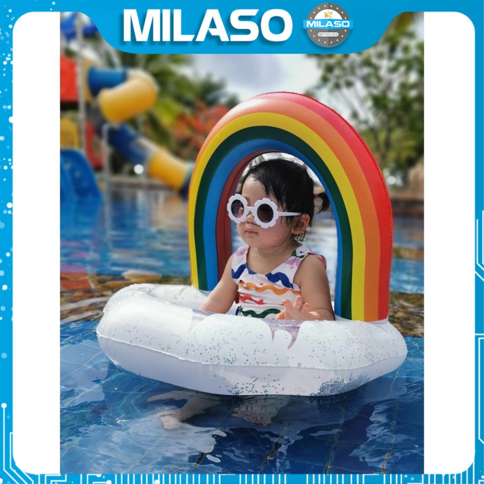 Phao Bơi Cho Bé MILASO Phao Bơi Trẻ Em Xỏ Chân Chống Lật An Toàn Bơi Lội Hình Cầu Vồng Cực Yêu SS-001262