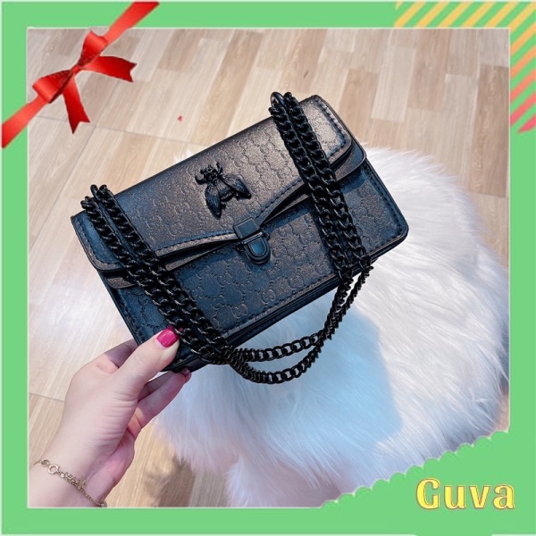 Túi Xách Nữ Đeo Chéo Con Ong GG dây xích full đen Túi Xách Hót 2022