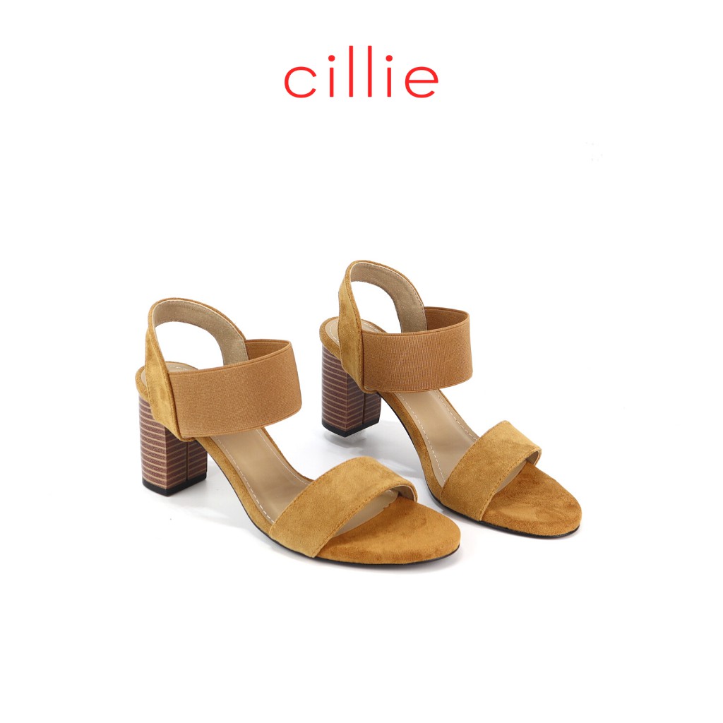Giày sandal nữ quai ngang basic phối  mới lạ thời trang gót trụ 7cm đi làm đi chơi dạo phố Cillie 1010