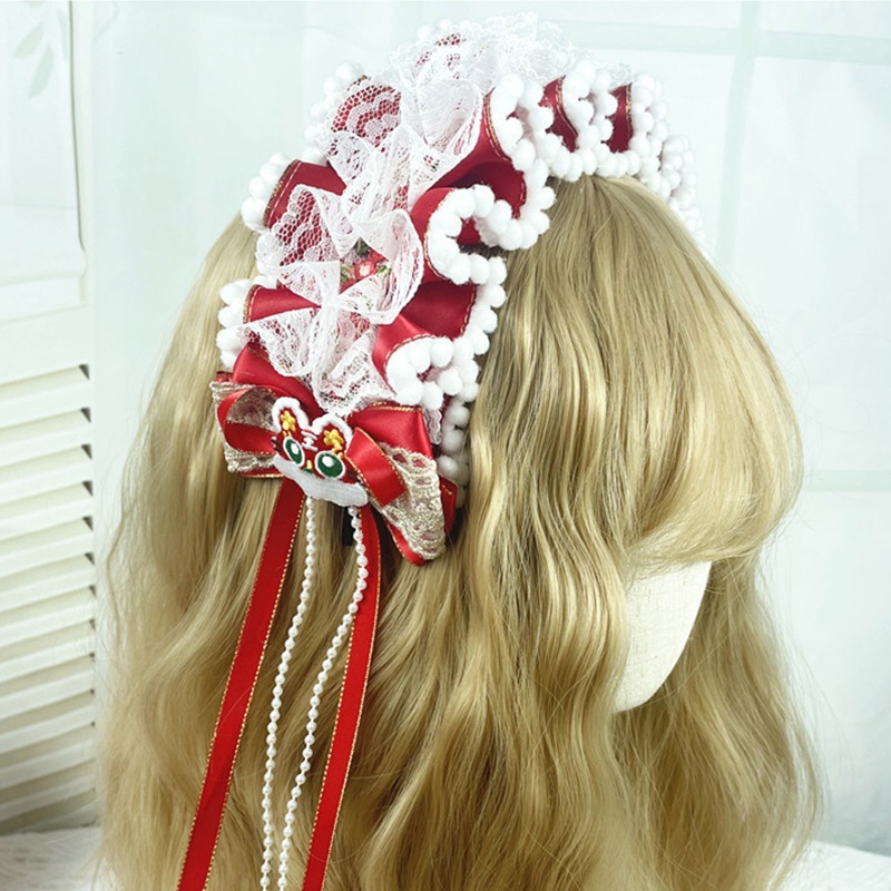 Kẹp Tóc Đính Nơ Ren Ruy Băng Mini Phong Cách Lolita