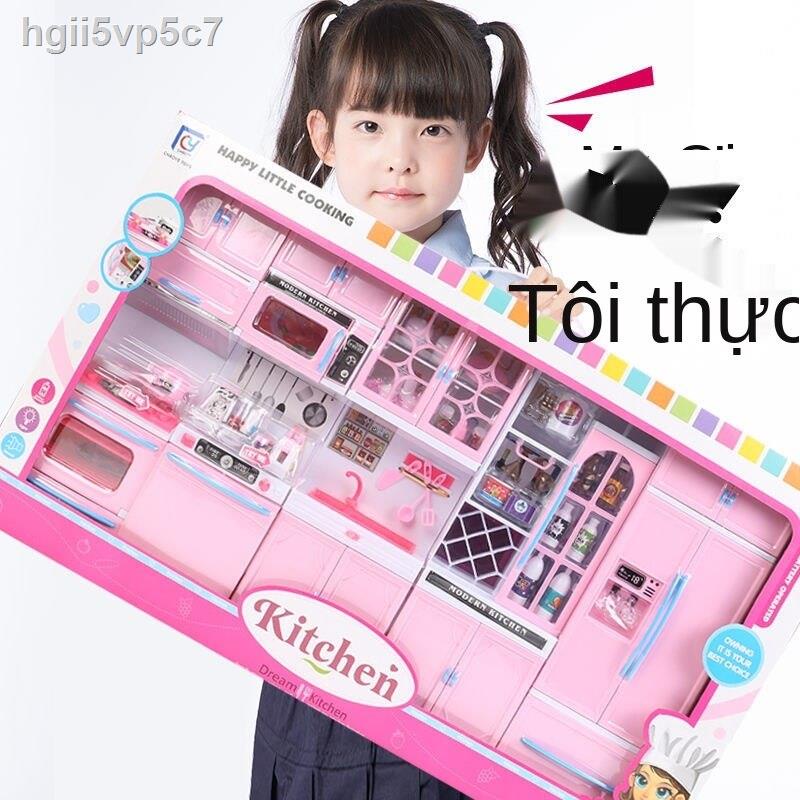 Nhà bếp mini Hello Kitty Đồ chơi Mô phỏng cho trẻ em Tủ rượu lạnh Nấu ăn Ngày thiếu nhi Quà tặng cô gái