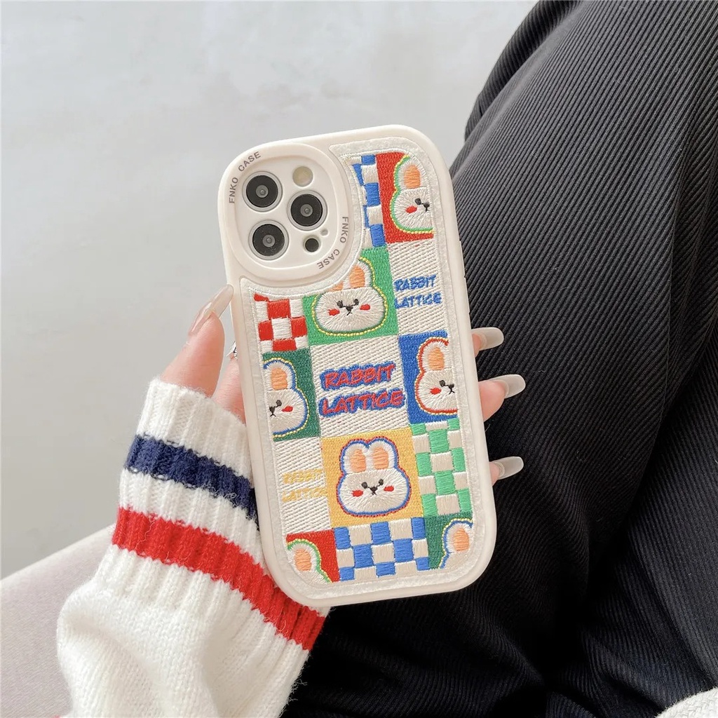 Ốp Điện Thoại Mềm Thêu Hình Chú Thỏ Dễ Thương Cho iPhone 12 13 11 Pro Max X Xs Max Xr 7 8 Plus daw7