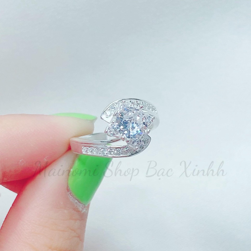Nhẫn nữ viền vặn chéo ôm đá cao cấp MAINOMI mã kèm quà tặng, sang xịn quý phái món quà vô giá của phái nữ