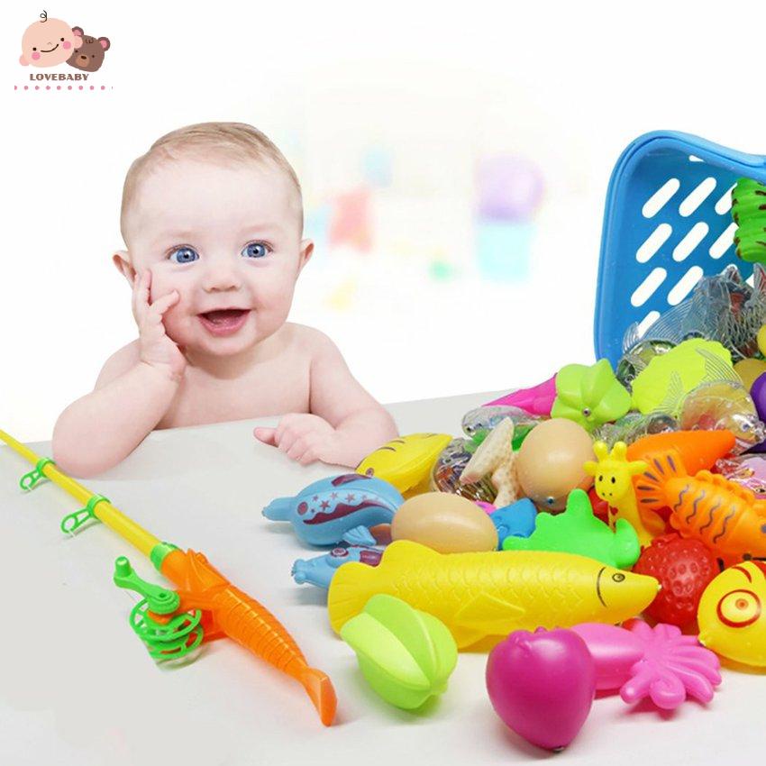 15pcs Kids Fishing Game Set Cartoon Magnetic Fishing Toy Pool Toy Water Toy