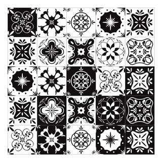 Set Decal gạch bông đen trắng bóc dán trang trí tường loại 1(Đủ mẫu)