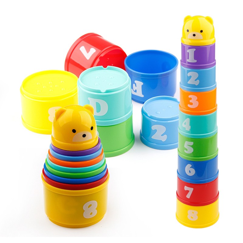 Educational Baby Toys 6Month+ Figures Letters Foldind Stack Cup Tower Children Early Learning