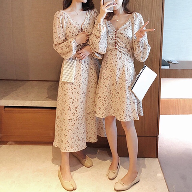 váy hoa đôi cùng bạn thân 2019