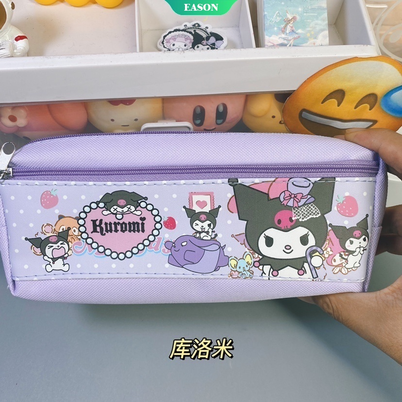 SANRIO Hộp Đựng Bút Chia Ngăn Họa Tiết Hoạt Hình Kuromi Dễ Thương Cho Bé