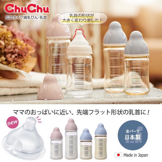 Bình sữa Chuchu cổ rộng mẫu mới 160ml/240ml