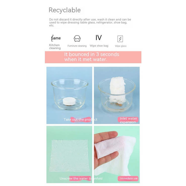 Khăn Nén Cotton Vuông Nhỏ Dùng Một Lần Tiện Dụng Khi Đi Du Lịch