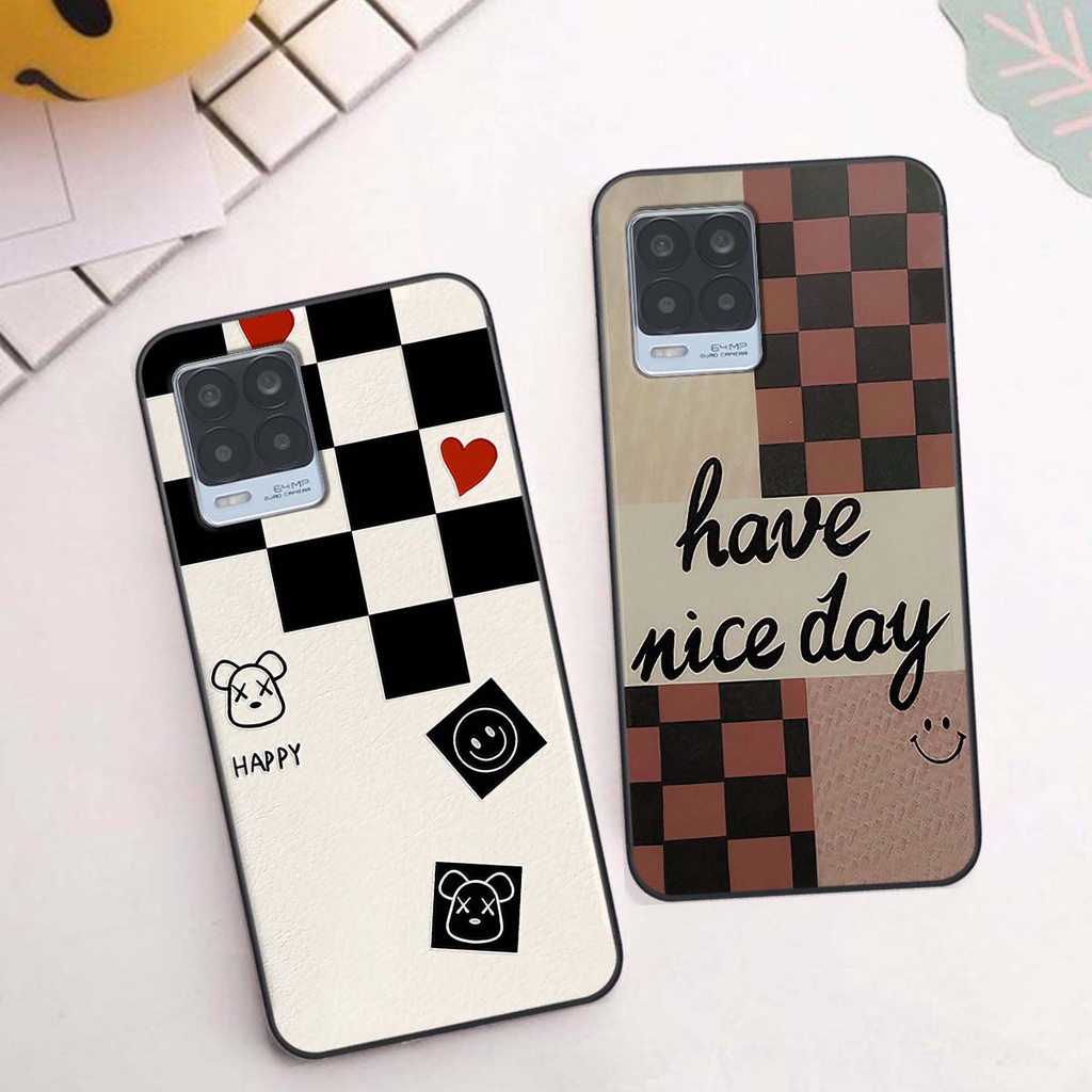 Ốp Realme 8 caro trái tim cá tính, thời trang siêu đẹp, siêu phong cách