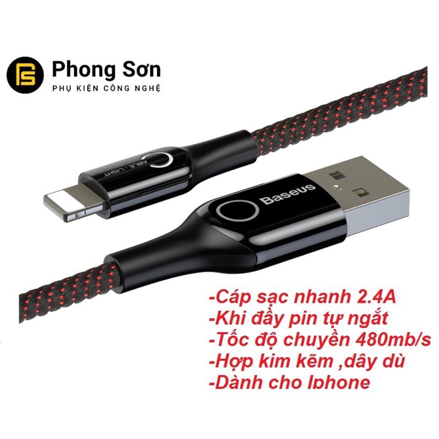 Cáp sạc tự ngắt baseus iPhone 5/6/7/8 iPhone X bảo hành 3 tháng