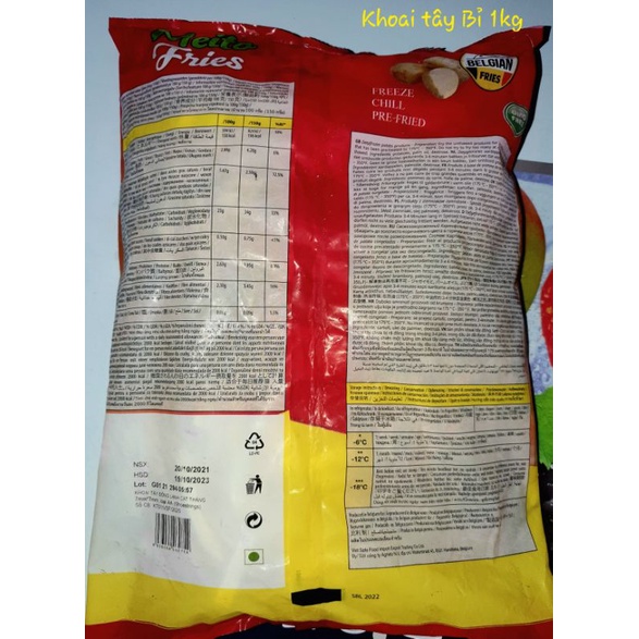 Khoai tây cọng Bỉ Meito size 7/7 loại AA - gói 1kg (hàng đạt chuẩn xuất khẩu đa quốc gia)