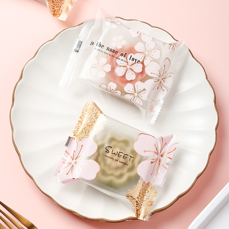 Set 100 túi đựng bánh trung thu/ bánh quy/ kẹo OSSAYI thiết kế thủ công nhiều kiểu dáng đáng yêu cho lễ trung thu