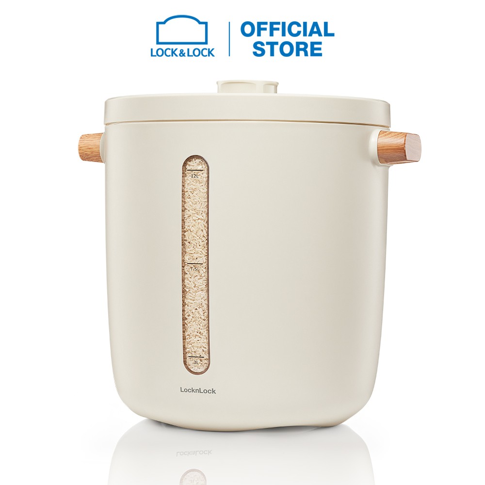 Thùng đựng gạo chân không Lock&Lock Vacuum Rice Keeper 12L - màu trắng EJR983WHT