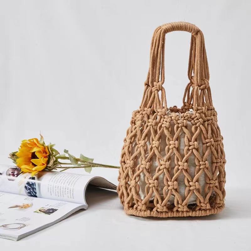 Mùa hè túi lưới nhỏ mới túi dệt thời trang túi dây cotton cầm tay phù hợp với tính cách ngọt ngào Túi nhỏ