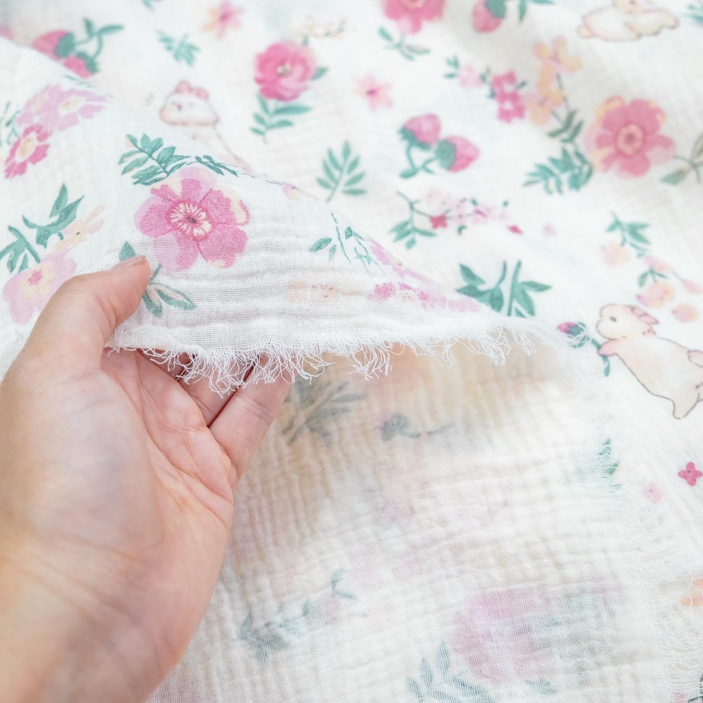 Vải xô muslin 2 lớp họa tiết 50x140cm