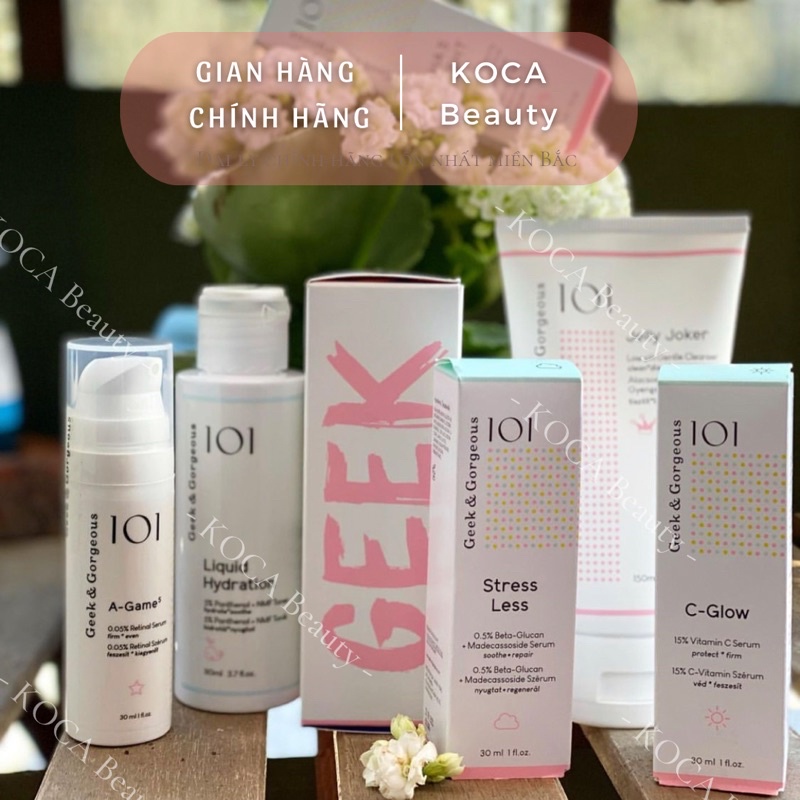 Bộ Sản phẩm sữa rửa mặt, serum, toner Geek & Gorgeous