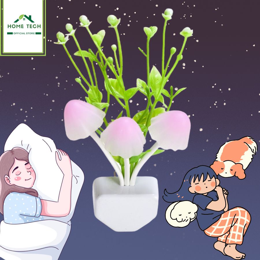 Đèn Ngủ Cảm Biến Ánh Sáng Hình Nấm Tự Động Đổi Màu Cảm Ứng Ánh Sáng Thông Minh Tiện Dụng Không Cần Bật Công Tắc