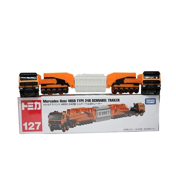 Xe mô hình Long Tomica No.127 Mercedes-Benz 4850, hai xe tách rời Fullbox Chính Hãng Takara Tomy - Victoys