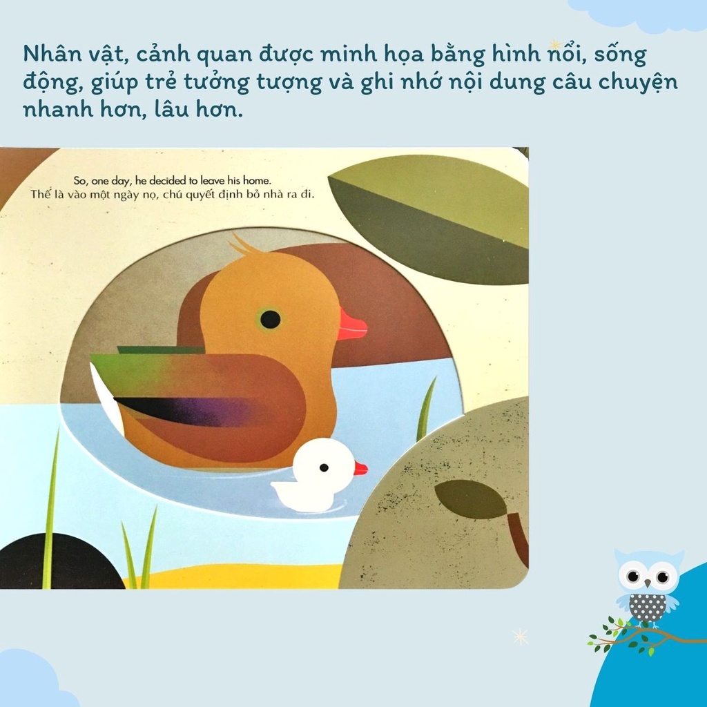 Sách - Truyện cổ tích hình nổi tương tác cho bé song ngữ Việt Anh Chú Mèo Đi Hia + Vịt Con Xấu Xí (Bộ 2 cuốn)