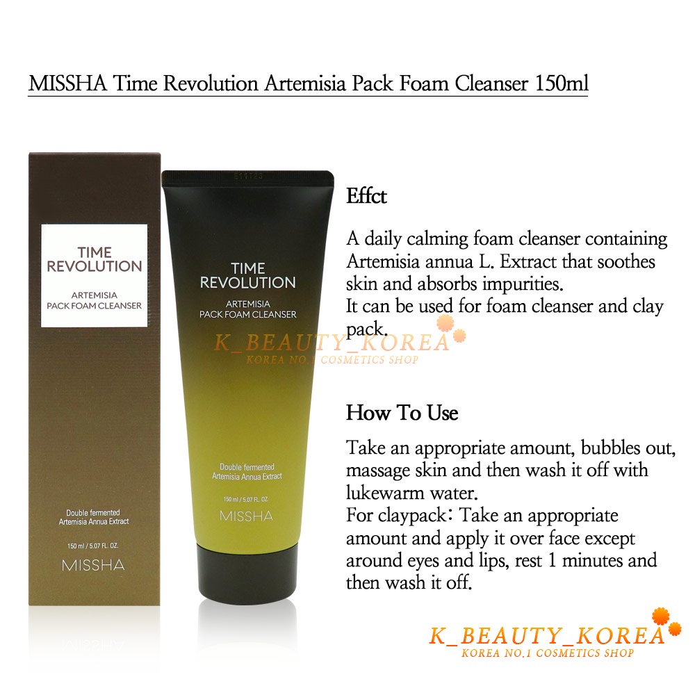 [MISSHA] Tinh Chất Cây Kim Ngân Hoa Dạng Xịt Khoáng & Tinh Chất Cô Đặc & Sữa Rửa Mặt Time Revolution Artemisia