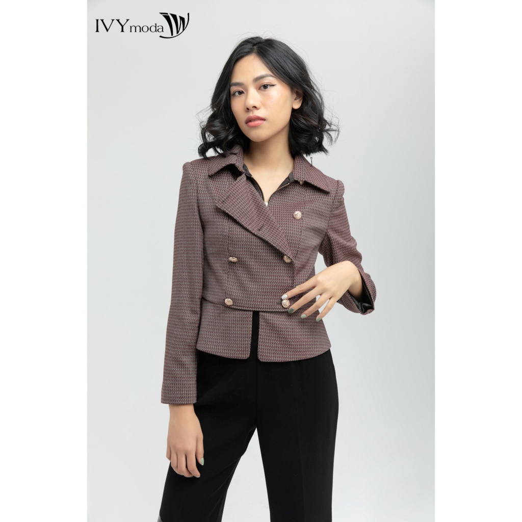 Áo khoác nữ họa tiết đỏ IVY moda MS 70M6198