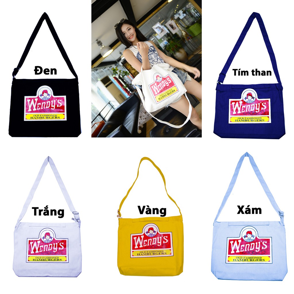Túi vải tote wendy dep quai ngang đeo chéo 1K02