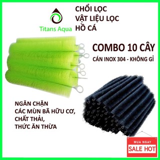 COMBO 10 CHỔI LỌC 40 - 60 - 80cm MÀU XANH - ĐEN CAO CẤP CHO HỒ CÁ - CHỔI LỌC HỒ CÁ KOI