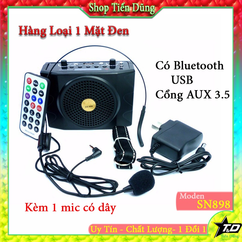 MÁY TRỢ GIẢNG SN898 LOẠI CÓ MIC DÂY hỗ trợ bluetooth , USB , thẻ nhớ TF , đài FM