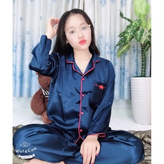 Pizama phi lụa nơ tay dài quần dài