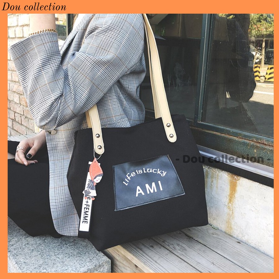 [NowShip2h] Túi Vải Tote Canvas Đeo Vai Phụ Kiện Cô Bé Quàng Khăn Đỏ - Mã XT041