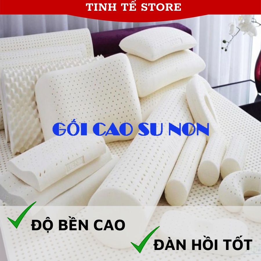 Gối cao su tự nhiên mặt nhẵn/xù, Gối chống ngáy - Gối Cao Su Non Người Lớn Cao Cấp Kiosimi êm ái, đàn hồi tốt, cực bền